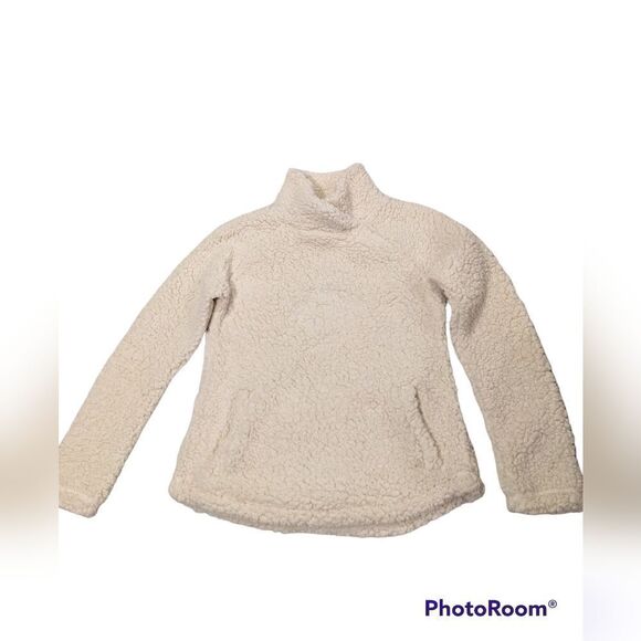 Balance Collection Sherpa‎ Pullover Sweatshirt Ivory/White Women's Small Fuzzy - Picture 5 of 9